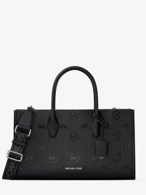 MICHAEL KORS Mirella Medium EW Top Zip Logo Debossed Satchel Shoulder
Black 
NWT